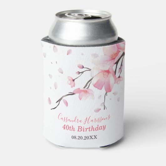 赤面ピンクさくらんぼブロッサム桜フローラ誕生日 缶クーラー (缶裏面)