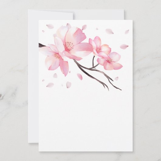 赤面ピンクさくらんぼブロッサム桜誕生日 招待状 (裏面)