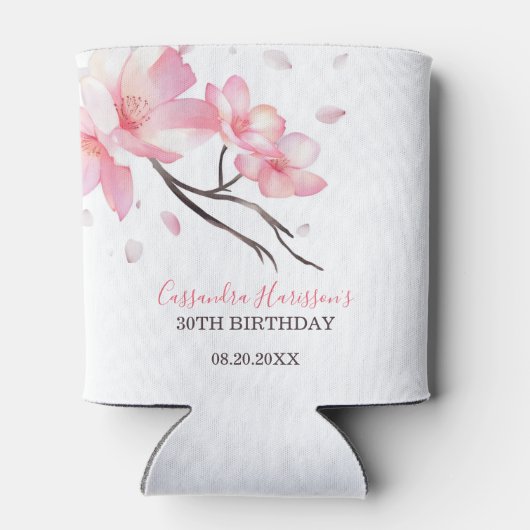 赤面ピンクさくらんぼブロッサム桜誕生日 缶クーラー (裏面)