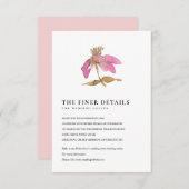 赤面ピンクさくらんぼブロッサム結婚フローラ詳細 エンクロージャーカード (正面/裏面)