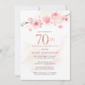 赤面ピンクさくらんぼブロッサム70誕生日 招待状 (正面)