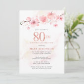 赤面ピンクさくらんぼブロッサム80誕生日 招待状 (スタンド正面)