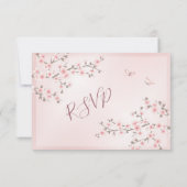 赤面ピンクさくらんぼ結婚ブロッサム 出欠カード (裏面)