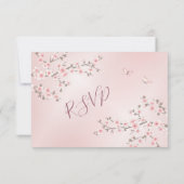 赤面ピンクさくらんぼ結婚ブロッサム 出欠カード (裏面)