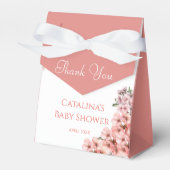 赤面ピンクさくらんぼ花エレガント赤ちゃんシャワー フェイバーボックス (正面サイド)