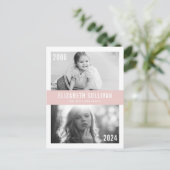 赤面ピンクその後と今フォトコラージュ卒業 ポストカード (スタンド正面)