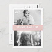 赤面ピンクその後と今フォトコラージュ卒業 ポストカード (正面/裏面)