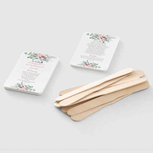 赤面ピンクとアイボリーポピー牡丹フローラプログラム ハンドファン (組立なし)