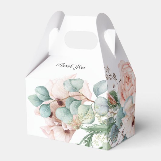 赤面ピンクとアイボリーポピー結婚式の引き出物ボックス フェイバーボックス (裏面サイド)