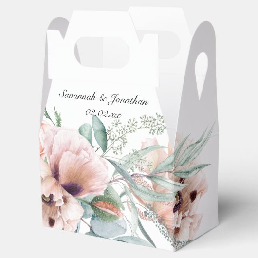赤面ピンクとアイボリーポピー結婚式の引き出物ボックス フェイバーボックス (オープン)