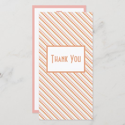 赤面ピンクとオレンジのグリッドサンキューカード サンキューカード (正面/裏面)