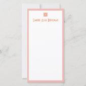 赤面ピンクとオレンジのグリッドサンキューカード サンキューカード (裏面)