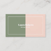 赤面ピンクとグリーンミニマルレトロ 名刺 (正面)