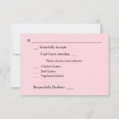 赤面ピンクとグレーのフローラと結婚食事 出欠カード (裏面)