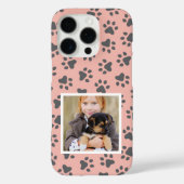 赤面ピンクとグレーのペットフォトポープリントパターン Case-Mate iPhoneケース (裏面)