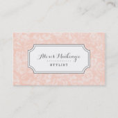 赤面ピンクとグレーのヴィンテージフローラプリント 名刺 (正面)