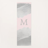 赤面ピンクとグレーの水彩洗浄モノグラムの ヨガマット (正面)