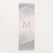 赤面ピンクとグレーの水彩洗浄モノグラムの ヨガマット (裏面)