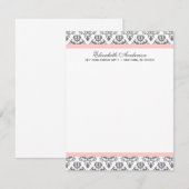 赤面ピンクとグレーダマスクフラットサンキューノート 招待状 (正面/裏面)