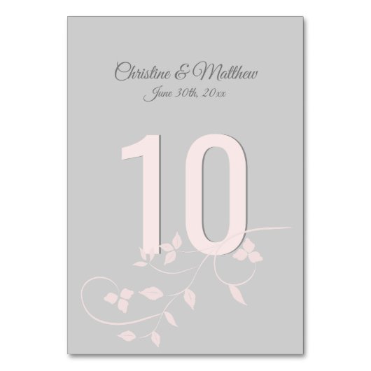 赤面ピンクとグ結婚レイのテーブル番号 テーブルナンバー (裏面)