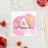 赤面ピンクとゴールドフォイルガーリー洗浄 スタンダードカクテルナプキン (インサイチュ)