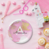 赤面ピンクとゴールドフォイルガーリー洗浄 ペーパープレート (パーティー)