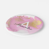 赤面ピンクとゴールドフォイルガーリー洗浄 ペーパープレート (アングル)