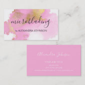 赤面ピンクとゴールドフォイルガーリー洗浄 名刺 (正面/裏面)