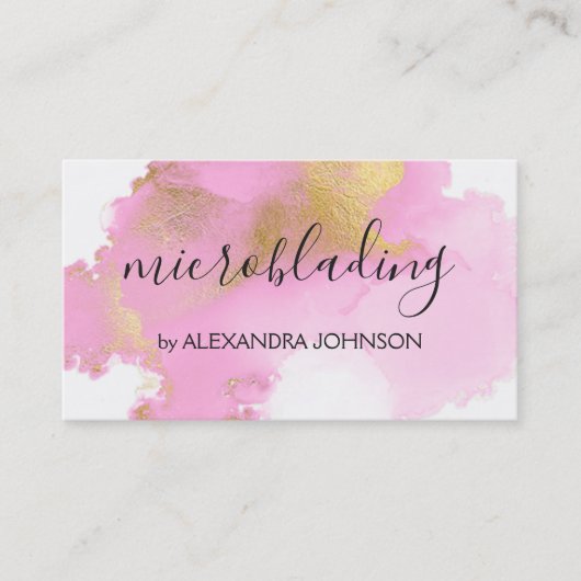 赤面ピンクとゴールドフォイルガーリー洗浄 名刺 (正面)