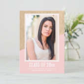 赤面ピンクとゴールドフォイル | 卒業招待状 招待状 (スタンド正面)