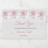 赤面ピンクとシルバーウォーターカラーミニ スパークリングワインラベル (シングルラベル)