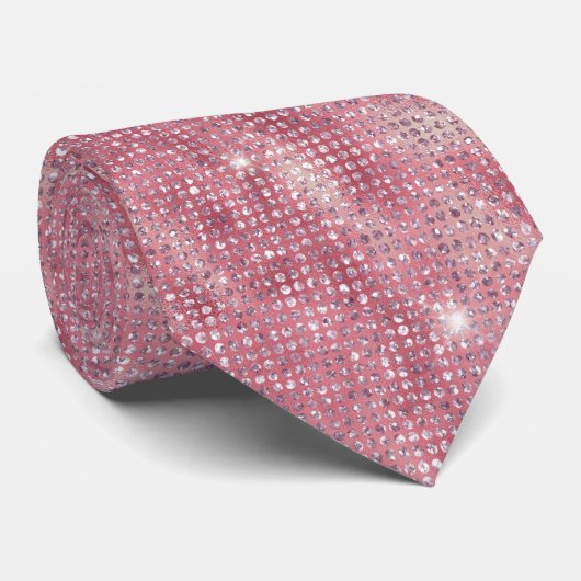 赤面ピンクとシルバースパークル ネクタイ (ロール)