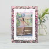 赤面ピンクとシルバー2フォトグラム卒業 案内状 (スタンド正面)