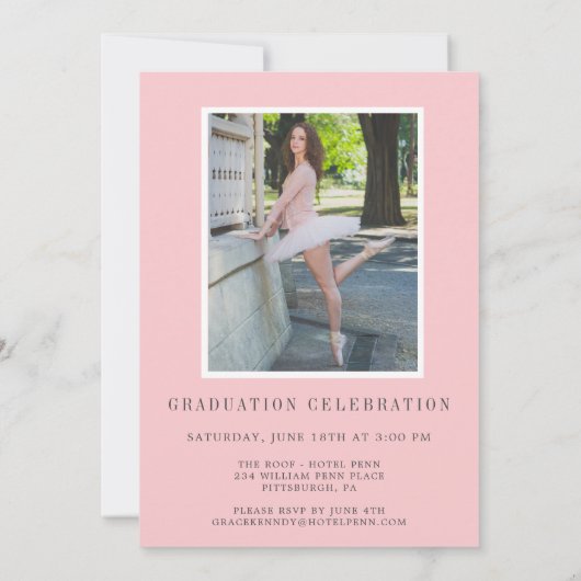 赤面ピンクとシルバー2フォトグラム卒業 案内状 (裏面)