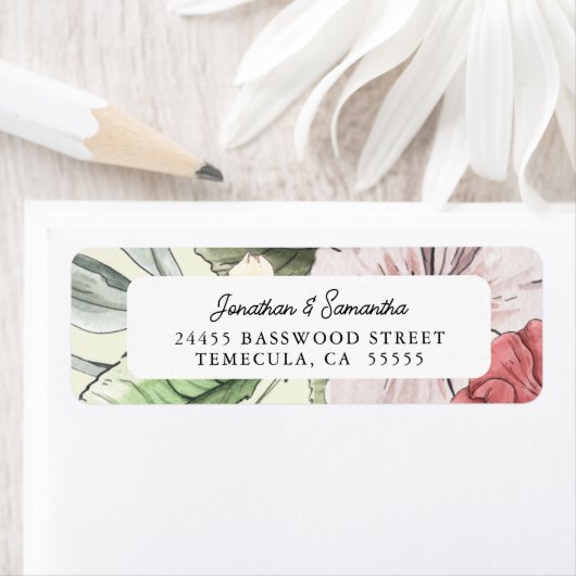 赤面ピンクとセージ秋フローラ ラベル (インサイチュ)