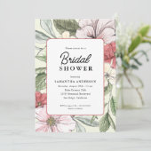 赤面ピンクとセージ秋花ブライダルシャワー 招待状 (スタンド正面)