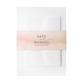 赤面ピンクとソフトピーチウォーターモダンカラー 招待状ベリーバンド