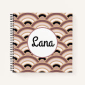 赤面ピンクとダスクパープルのアールデコカスタマイズ ノートブック (正面)