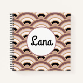 赤面ピンクとダスクパープルのアールデコカスタマイズ ノートブック