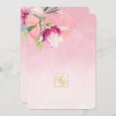 赤面ピンクとダスティブルーマグノリア結婚ズ2 招待状 (正面/裏面)