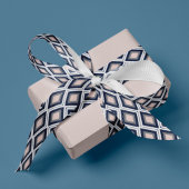 赤面ピンクとネイビーのダイヤモンドイカットパターン グログランリボン