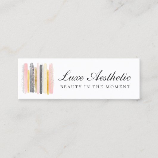 赤面ピンクとバラの金ゴールドストロ絵を描ークのソーシャルメディア スキニー名刺 (正面)