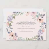 赤面ピンクとバラ幾何学フローラ | 2枚の写真 セーブザデート (裏面)