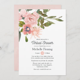 赤面ピンクとバラ金ゴールドバーチャルシャワー 招待状