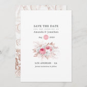 赤面ピンクとバラ金ゴールドフローラとレース結婚ズ セーブザデート (正面/裏面)