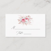 赤面ピンクとバラ金ゴールドフローラとレース結婚ズ プレイスカード (正面)