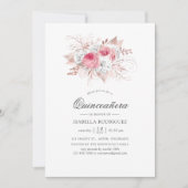 赤面ピンクとバラ金ゴールドフローラキンセアニラ 招待状 (正面)