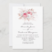 赤面ピンクとバラ金ゴールドフローラリハーサルディナー 招待状 (正面)