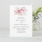 赤面ピンクとバラ金ゴールドフローラリハーサルディナー 招待状 (スタンド正面)