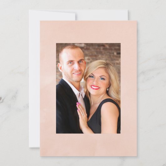 赤面ピンクとバラ金ゴールド結婚フローラの写真 招待状 (裏面)